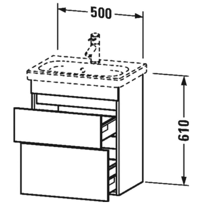 Duravit Durastyle Waschtischunterbau Compact 50 cm, mit 2 Auszügen, Bi-Color