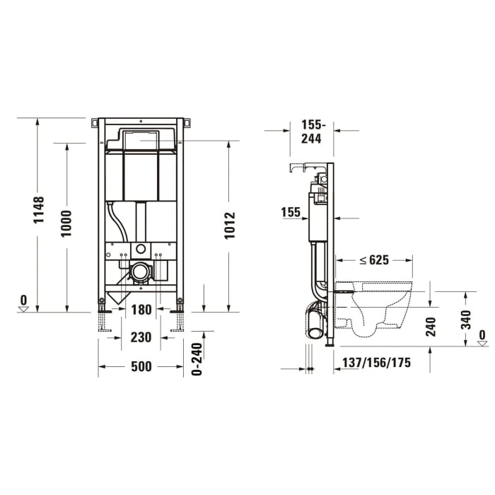 Duravit DuraSystem WC-Element, Hygienespülung integriert, pulverbeschichtet
