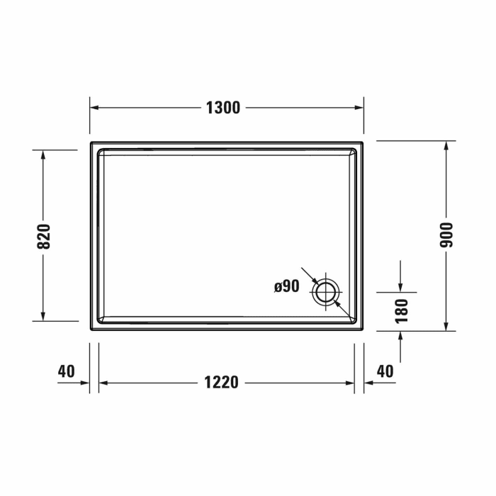 Duravit Starck Slimline Duschwanne Rechteck 130 x 90 cm