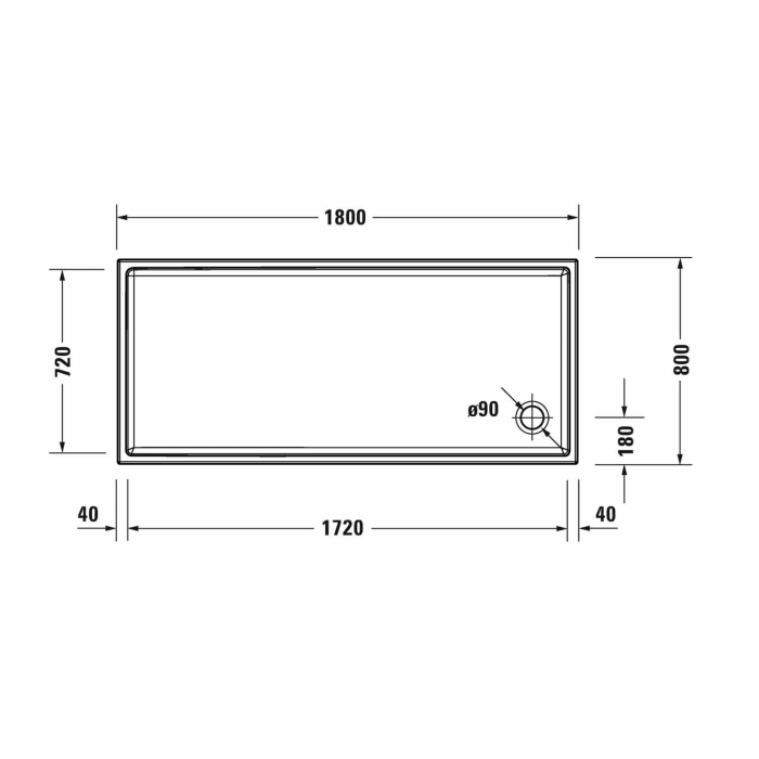 Duravit Starck Slimline Duschwanne Rechteck 180 x 80 cm
