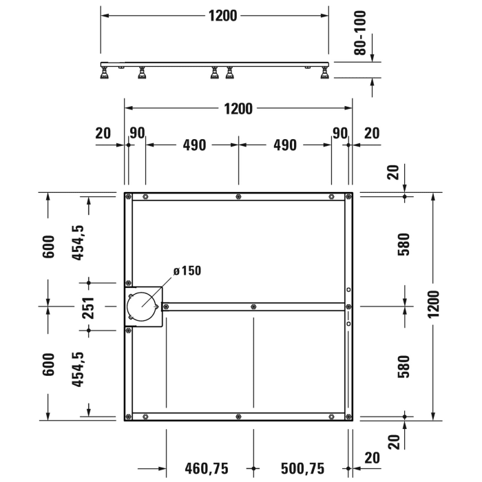 Duravit Fußgestell für Stonetto Duschwanne 120 x 120 cm