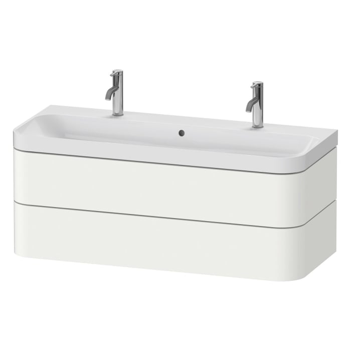 Duravit Happy D.2 Plus c-shaped Waschtisch mit 2x 1 Hahnlöchern, mit Unterschrank, 117,5 x 49 cm