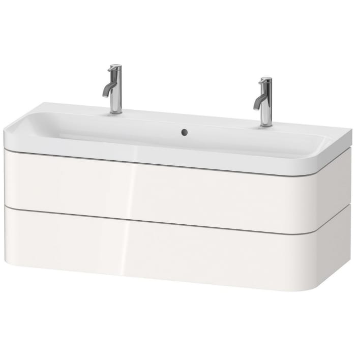 Duravit Happy D.2 Plus c-shaped Waschtisch mit 2x 1 Hahnlöchern, mit Unterschrank, 117,5 x 49 cm