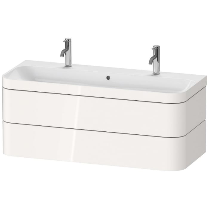 Duravit Happy D.2 Plus c-bonded Waschtisch mit 2x 1 Hahnloch, mit Unterschrank 117,5 x 49 cm