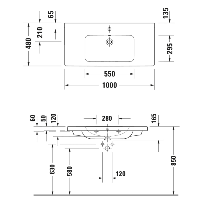 Duravit Joviva Keramik-Waschtisch mit Unterschrank 100 cm