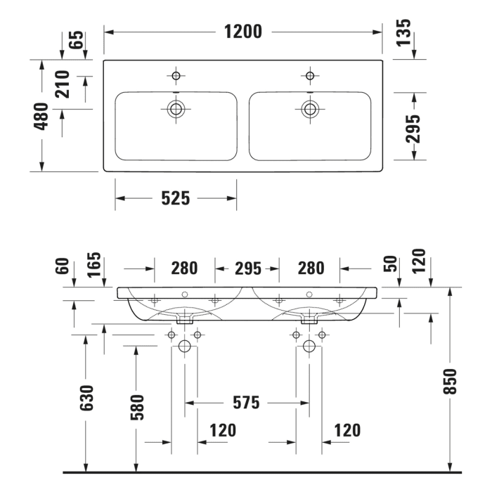 Duravit Joviva Keramik-Doppelwaschtisch mit Unterschrank 120 cm