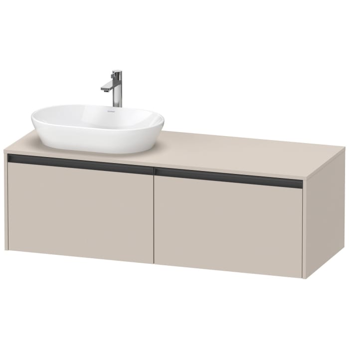 Duravit Ketho.2 Konsolenwaschtischunterbau wandhängend, 2 Auszüge, Becken links, 140 cm