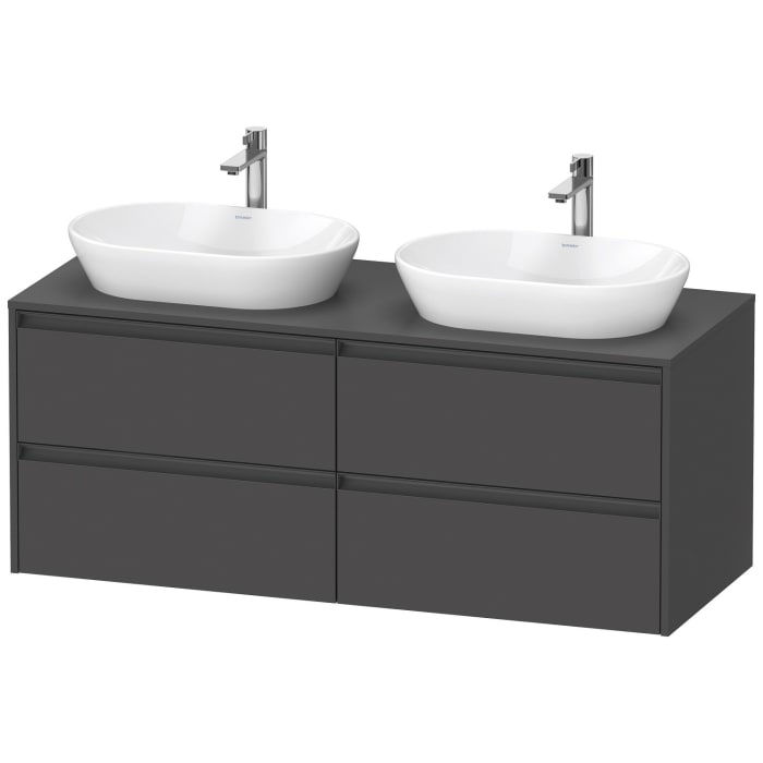 Duravit Ketho.2 Konsolenwaschtischunterbau wandhängend, 4 Auszüge, Becken beidseitig, 140 cm