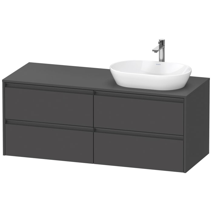 Duravit Ketho.2 Konsolenwaschtischunterbau wandhängend, 4 Auszüge, Becken rechts, 140 cm
