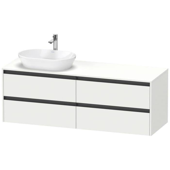 Duravit Ketho.2 Konsolenwaschtischunterbau wandhängend, 4 Auszüge, Becken links, 160 cm
