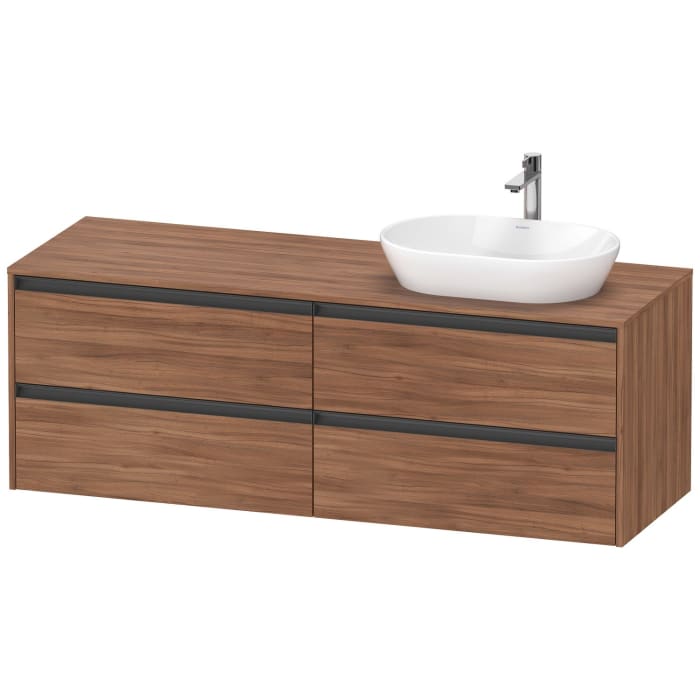 Duravit Ketho.2 Konsolenwaschtischunterbau wandhängend, 4 Auszüge, Becken rechts, 160 cm