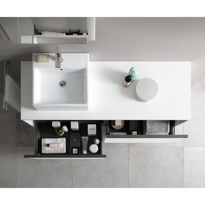 Duravit Ketho.2 Konsolenwaschtischunterbau wandhängend, 2 Auszüge, Becken links, 140 cm