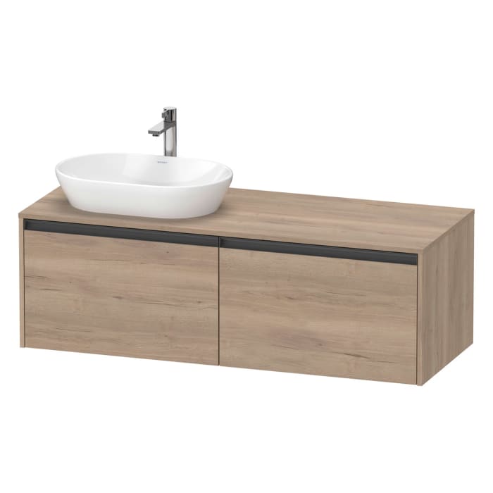 Duravit Ketho.2 Konsolenwaschtischunterbau wandhängend, 2 Auszüge, Becken links, 140 cm