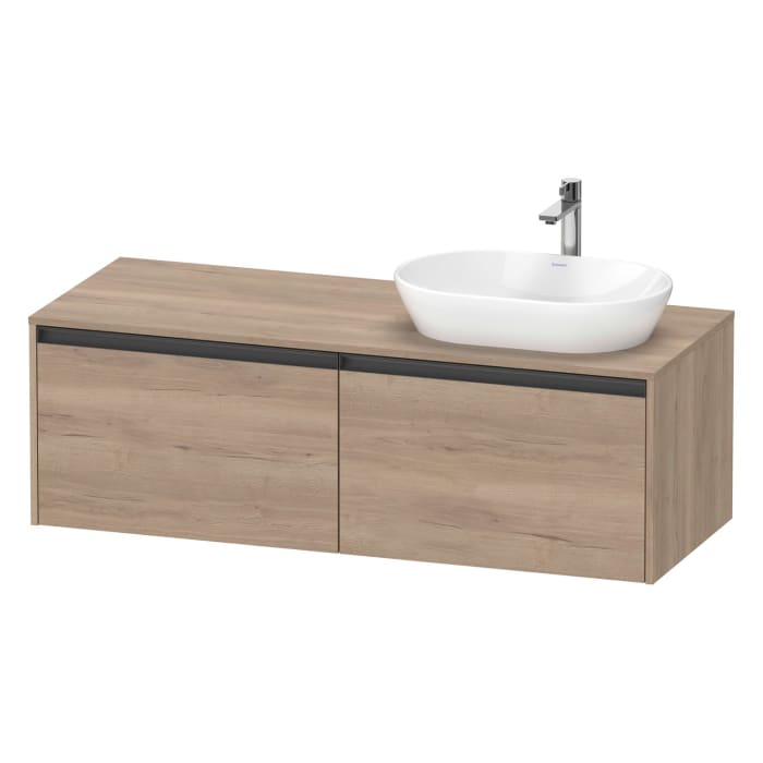 Duravit Ketho.2 Konsolenwaschtischunterbau wandhängend, 2 Auszüge, Becken rechts, 140 cm