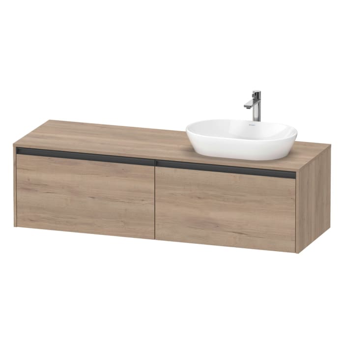 Duravit Ketho.2 Konsolenwaschtischunterbau wandhängend, 2 Auszüge, Becken rechts, 160 cm