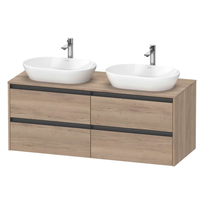 Duravit Ketho.2 Konsolenwaschtischunterbau wandhängend, 4 Auszüge, Becken beidseitig, 140 cm