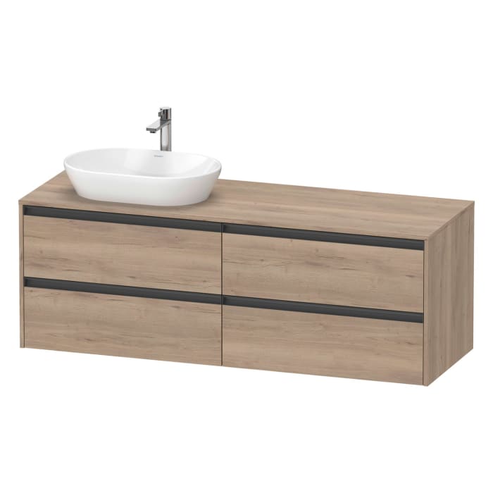 Duravit Ketho.2 Konsolenwaschtischunterbau wandhängend, 4 Auszüge, Becken links, 160 cm