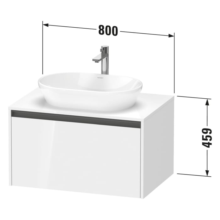 Duravit Ketho.2 Konsolenwaschtischunterbau wandhängend, 1 Auszug, 80 cm