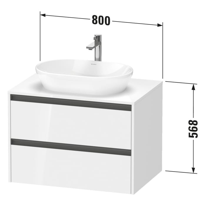 Duravit Ketho.2 Konsolenwaschtischunterbau wandhängend, 2 Auszüge, 80 cm
