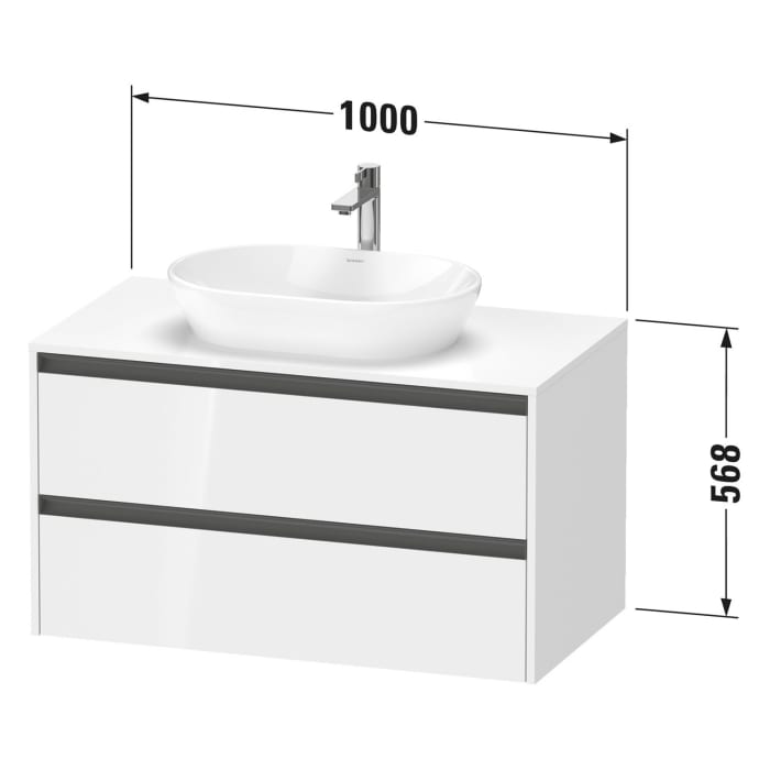 Duravit Ketho.2 Konsolenwaschtischunterbau wandhängend, 2 Auszüge, 100 cm