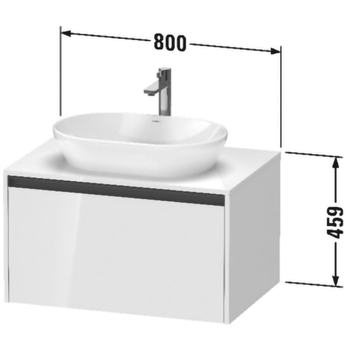 Duravit Ketho.2 Konsolenwaschtischunterbau wandhängend, 1 Auszug, 80 cm