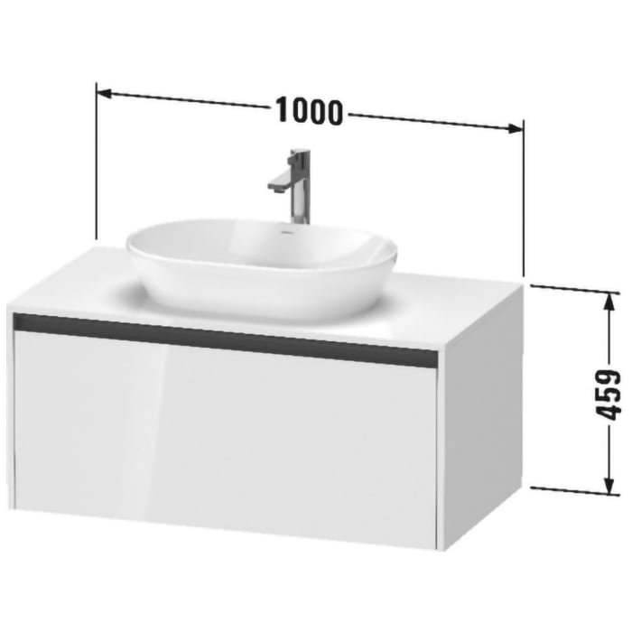 Duravit Ketho.2 Konsolenwaschtischunterbau wandhängend, 1 Auszug, 100 cm