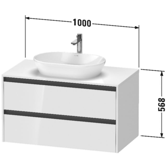 Duravit Ketho.2 Konsolenwaschtischunterbau wandhängend, 2 Auszüge, 100 cm