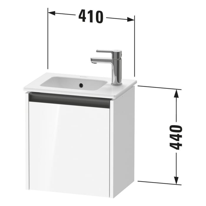 Duravit Ketho.2 Waschtischunterbau wandhängend, 1 Tür, Türanschlag rechts, 41 cm