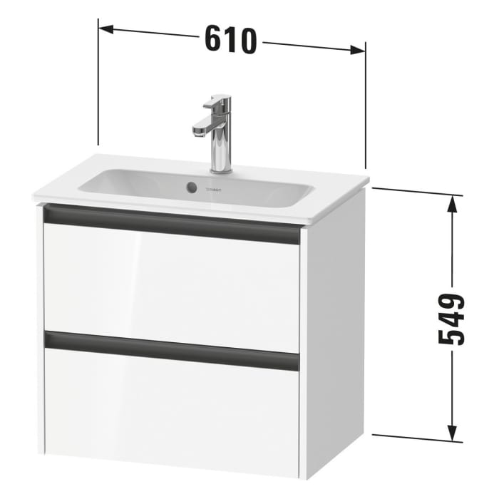 Duravit Ketho.2 Waschtischunterbau wandhängend Compact, 2 Auszüge, 61 cm