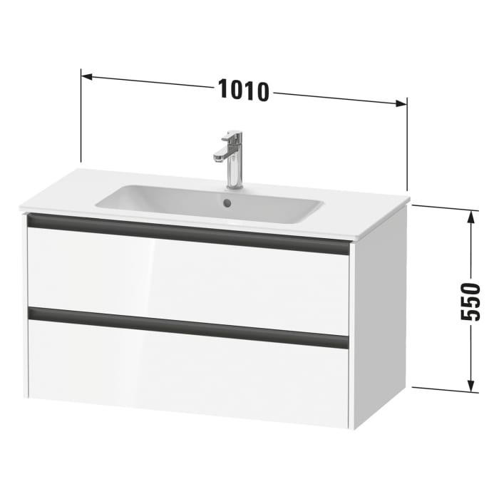 Duravit Ketho.2 Waschtischunterbau wandhängend, 2 Auszüge, 101 cm