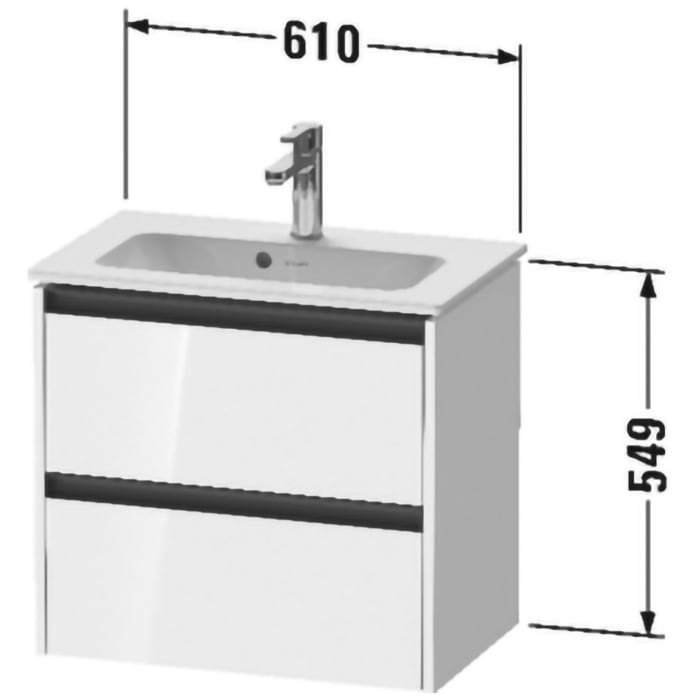 Duravit Ketho.2 Waschtischunterbau wandhängend Compact, 2 Auszüge, 61 cm