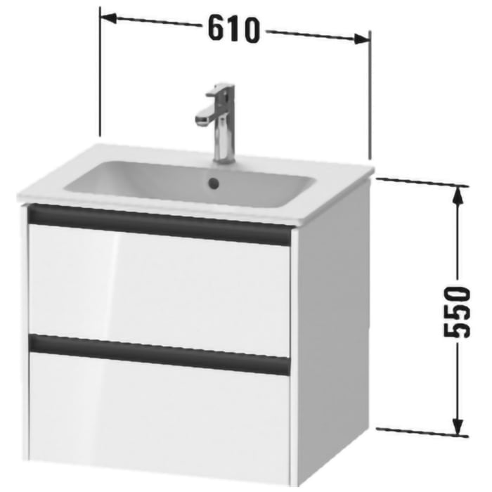 Duravit Ketho.2 Waschtischunterbau wandhängend, 2 Auszüge, 61 cm