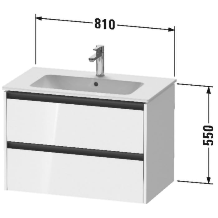 Duravit Ketho.2 Waschtischunterbau wandhängend, 2 Auszüge, 81 cm
