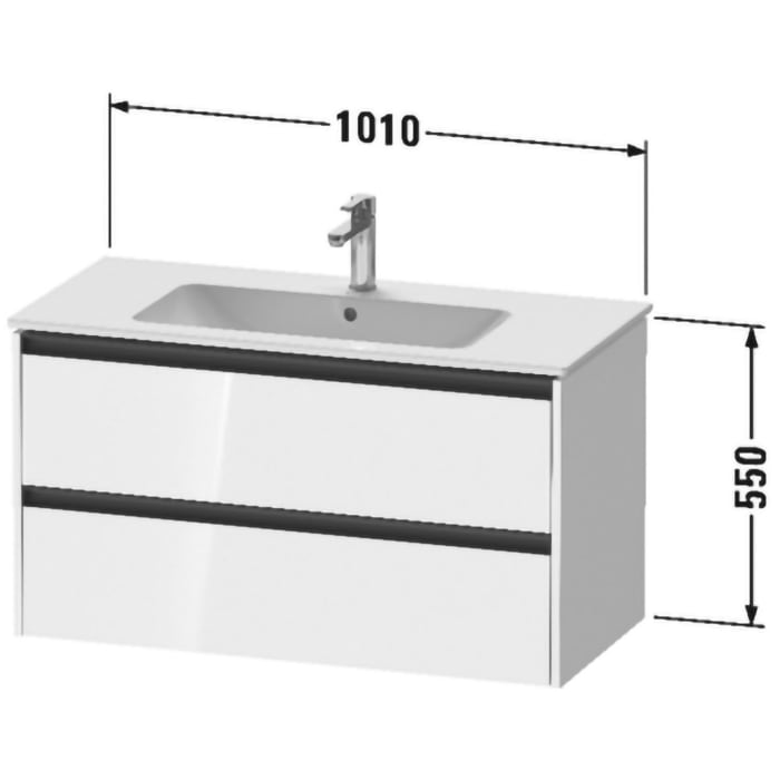 Duravit Ketho.2 Waschtischunterbau wandhängend, 2 Auszüge, 101 cm