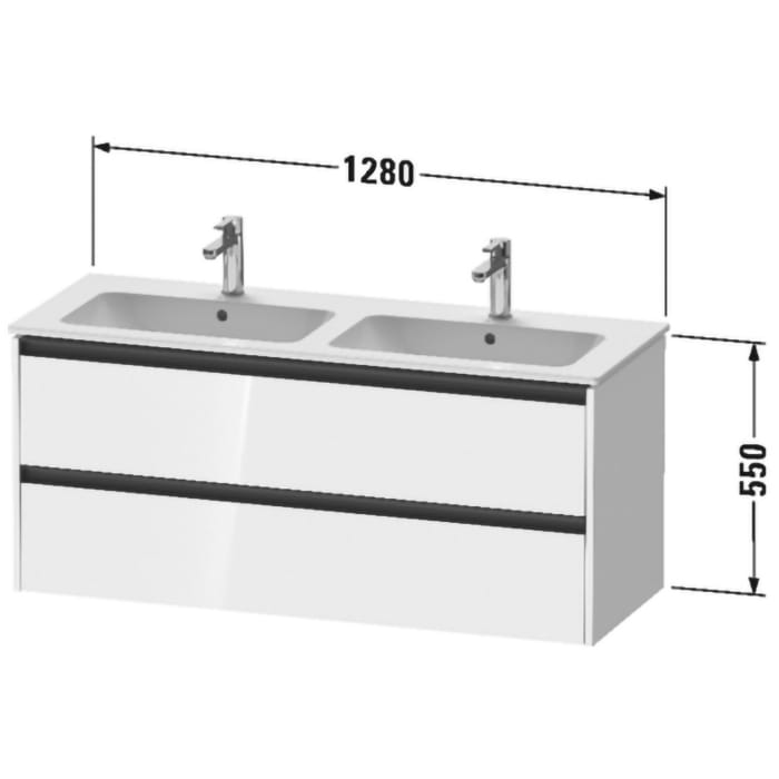 Duravit Ketho.2 Waschtischunterbau wandhängend, 2 Auszüge, 128 cm