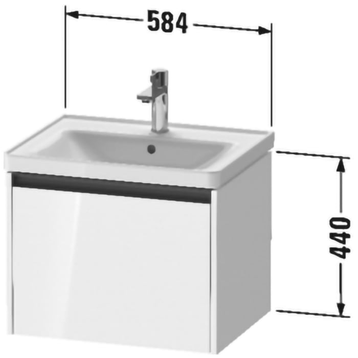 Duravit Ketho.2 Waschtischunterbau wandhängend, 1 Auszug, 58,4 cm