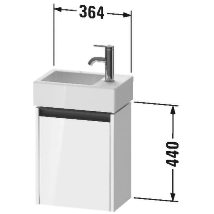Duravit Ketho.2 Waschtischunterbau wandhängend, 1 Tür, Türanschlag rechts, 36,4 cm