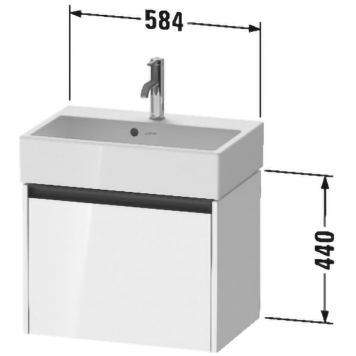 Duravit Ketho.2 Waschtischunterbau wandhängend Compact, 1 Auszug, 58,4 cm