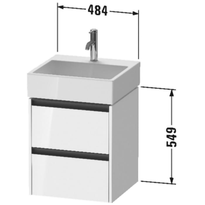 Duravit Ketho.2 Waschtischunterbau wandhängend, 2 Auszüge, 48,4 cm
