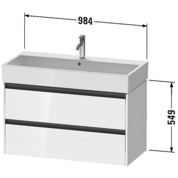Duravit Ketho.2 Waschtischunterbau wandhängend, 2 Auszüge, 98,4 cm