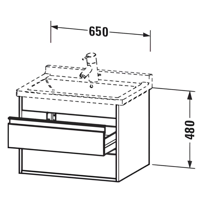 Duravit Ketho Waschtischunterbau für Starck 3 Möbelwaschtisch 70 cm, 2 Auszügen