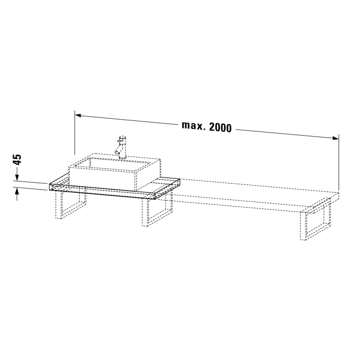 Duravit L-Cube Konsole 80 x 55 x 4,5 cm mit 1 Ausschnitt