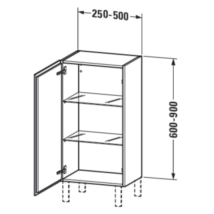 Duravit L-Cube Halbhochschrank Individual, Höhe bis 90 cm, mit 1 Tür, Anschlag Links
