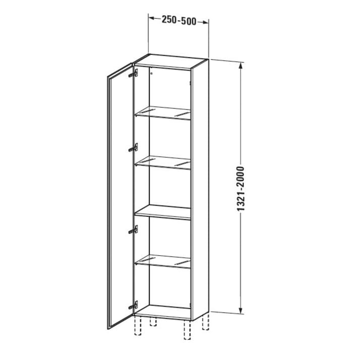Duravit L-Cube Hochschrank Individual, Höhe bis 200 cm, mit 1 Tür, Anschlag Links