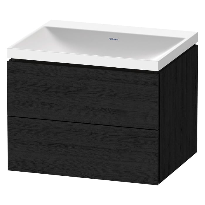 Duravit L-Cube c-shaped Möbelset mit Waschtisch ohne Hahnloch und Unterbau mit 2 Auszüge, 60 x 48 cm