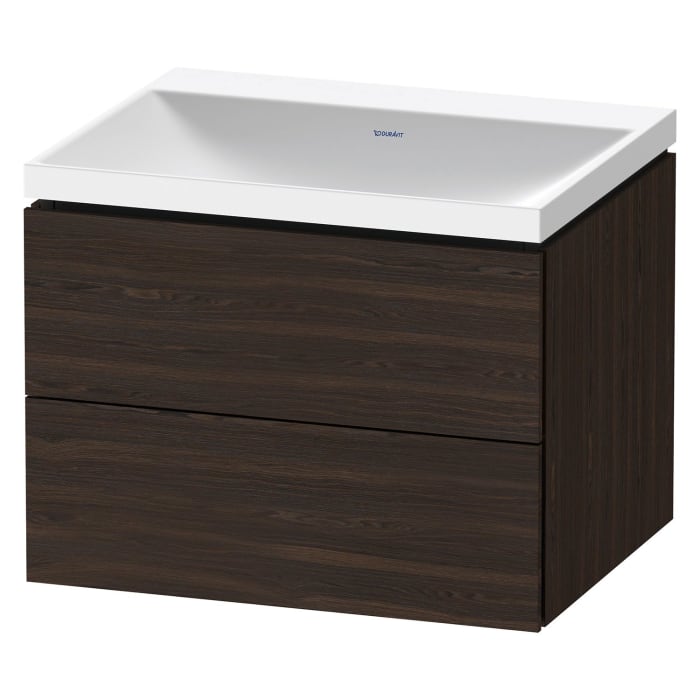 Duravit L-Cube c-shaped Möbelset mit Waschtisch ohne Hahnloch und Unterbau mit 2 Auszüge, 60 x 48 cm
