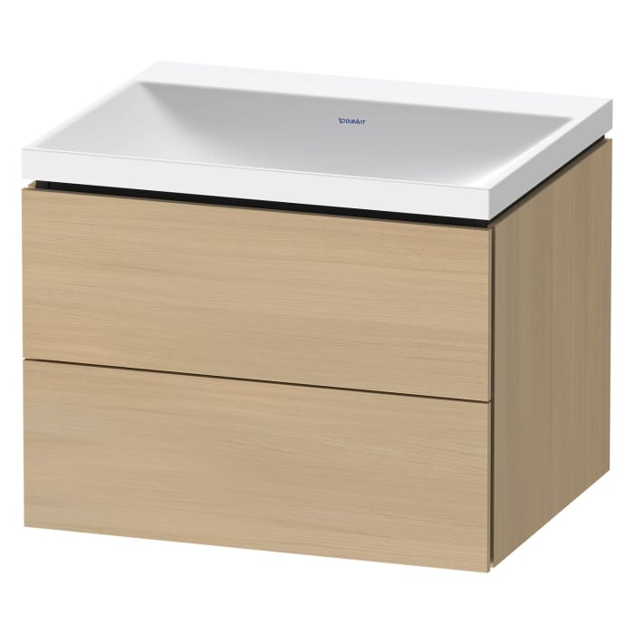 Duravit L-Cube c-shaped Möbelset mit Waschtisch ohne Hahnloch und Unterbau mit 2 Auszüge, 60 x 48 cm