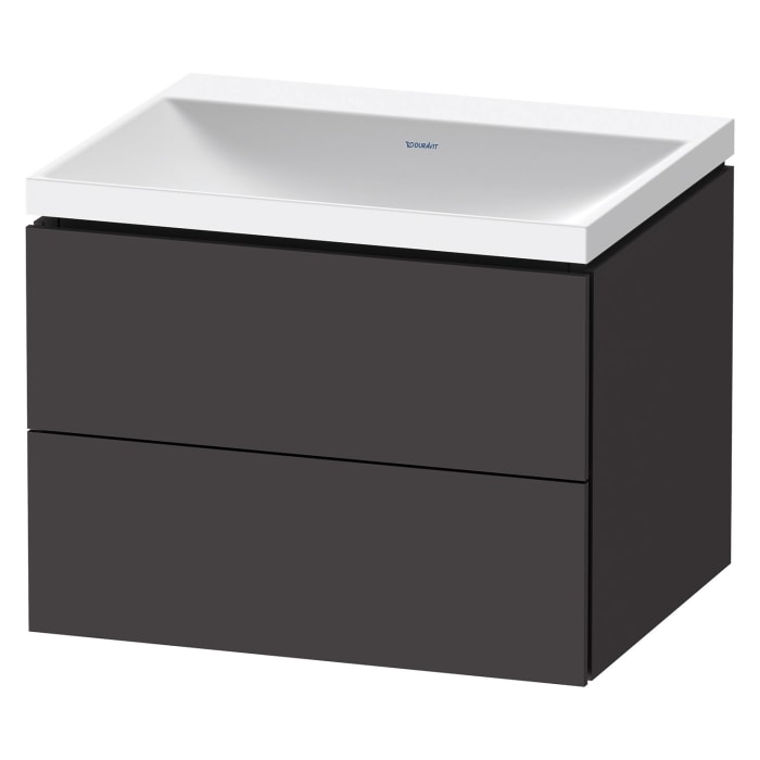 Duravit L-Cube c-shaped Möbelset mit Waschtisch ohne Hahnloch und Unterbau mit 2 Auszüge, 60 x 48 cm