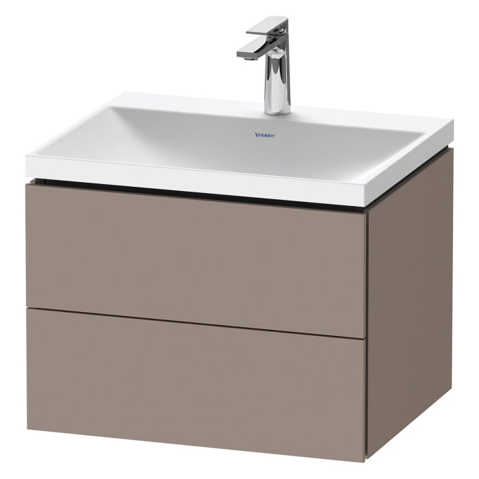 Duravit L-Cube c-shaped Möbelset mit Waschtisch mit 1 Hahnloch und Unterbau mit 2 Auszüge, 60 x 48 cm