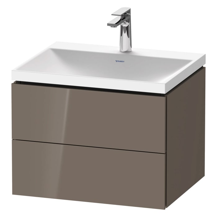 Duravit L-Cube c-shaped Möbelset mit Waschtisch mit 1 Hahnloch und Unterbau mit 2 Auszüge, 60 x 48 cm